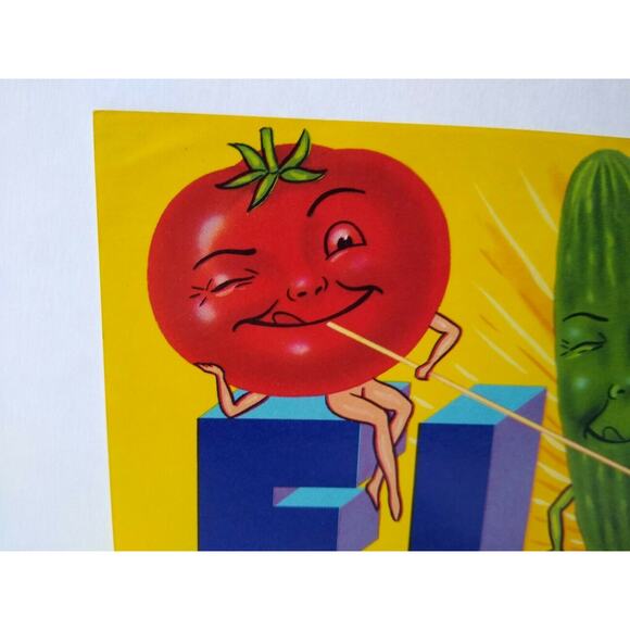 El Sol Pepper Tomatoes Cucumber Humanized Anthropomorphic Crate Label Original - Picture 3 of 4